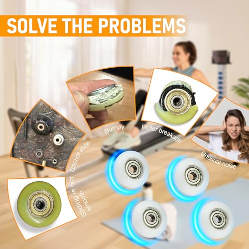DAFORE Replacement Nylon & Steel Wheel Rollers for Total Gym 2000-3000XL