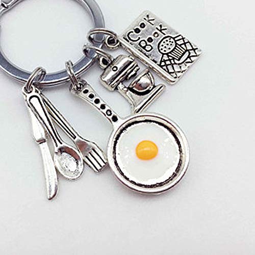 Chef Baking Keychain with Miniature Kitchen Utensils and Cookbook Pendant