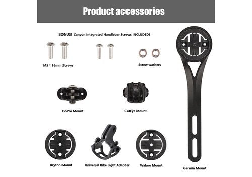 Integrated Aero Handlebar Out Front Cycling Computer Road Bike Mount Compatible with Garmin, Wahoo, CatEye, and Bryton with GoPro Action Camera and Bike Light Attachment