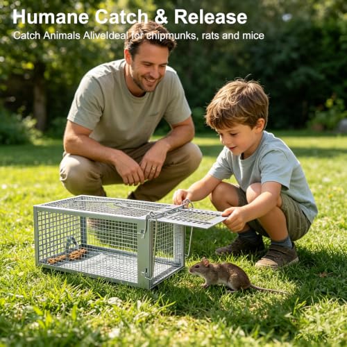 Humane Live Chipmunk Trap Cage – 2-Pack, Reusable, Instant Trigger