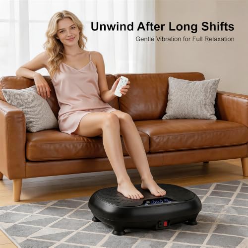 Leercan Black Vibration Plate Exercise Machine for Lymphatic Drainage, 330lbs