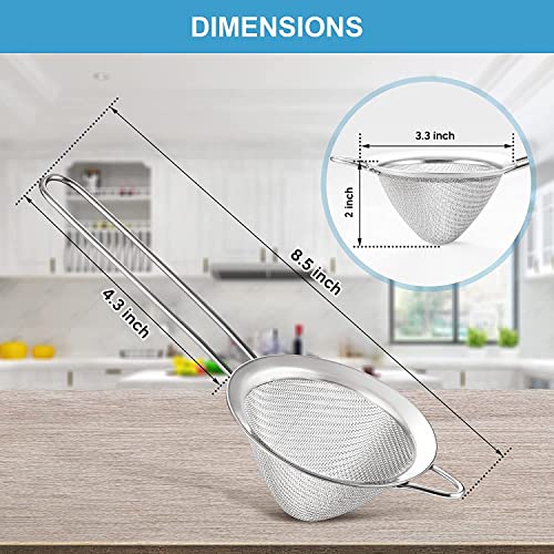 Fine Mesh Strainer - 3.3 Inch Conical Sieve for Tea, Coffee, Juice