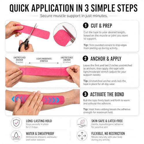 Kinesiology Athletic Tape Roll - Skin-Friendly Cream, 1 Count