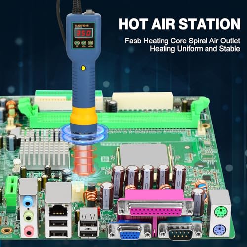 Hot Air Rework Station, 8018 Portable SMD Solder Station Heat Gun Digital Temperature Display with Nozzles Tweezers, ¡ÆC/¡ÆF Conversion