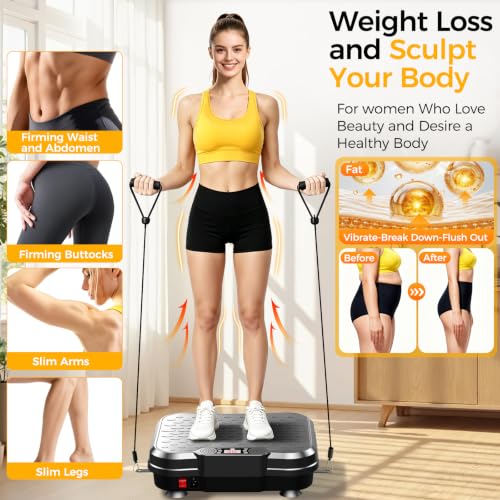 Vibration Plate Exercise Machine - 250 Speed Levels, 400 Lbs Capacity, Slim Black