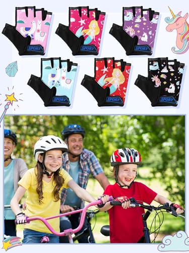 Kids Fingerless Workout Gloves - 6 Pairs Christmas Set for 5-8 Years Lovely