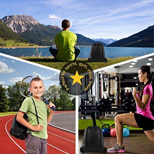 2 Pack Drawstring Backpack Bags - Black Cinch Sack for Gym & Travel