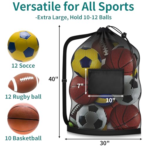 Extra Large Mesh Ball Bag with Zipper Pocket - 40" x 30"