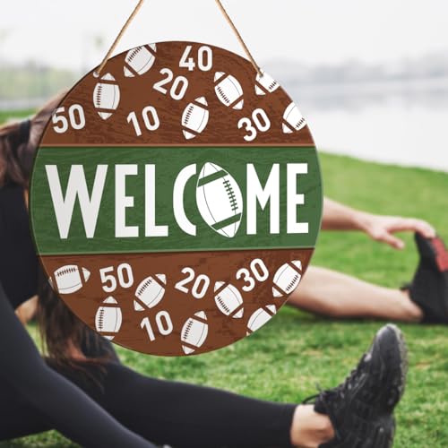 Football Welcome Sign - Wooden Door Decor for Home & Porch - Y19