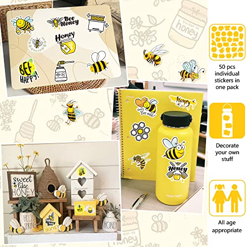 50-Pack Cute Bee Vinyl Stickers - Waterproof Decals for Water Bottles - Bee