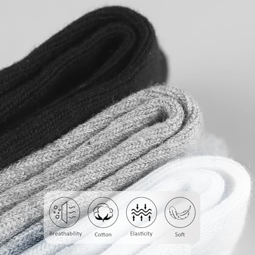 COZYOFFI Kids Crew Socks Athletic Cotton, 6-8 Years, White