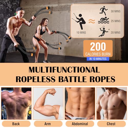 Portable Ropeless Battle Ropes with Adjustable Weights - Black