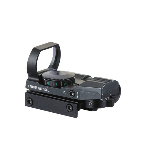 Lancer Tactical 1X22X33 Reflex Sight Red Dot Sight Red Green 4 Reticle Optics with Green Laser for 20mm Rail