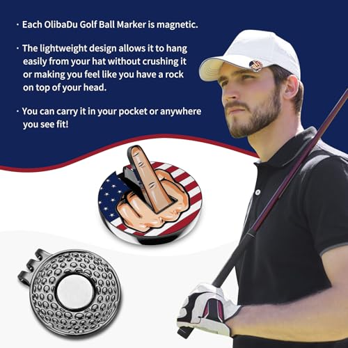 Magnetic Middle Finger Golf Ball Marker Set - USA Background