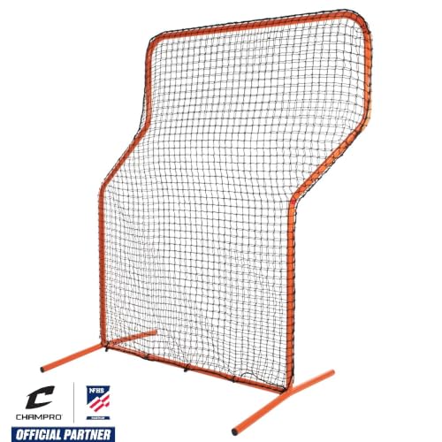 Heavy-Duty Steel Frame Pitcher's Z Screen - 7'x5', Orange