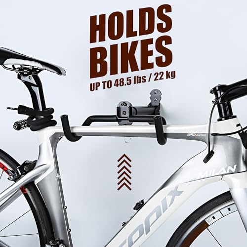 Bike Wall Mount Hanger - Adjustable Horizontal Storage Rack - Black 2-Pack