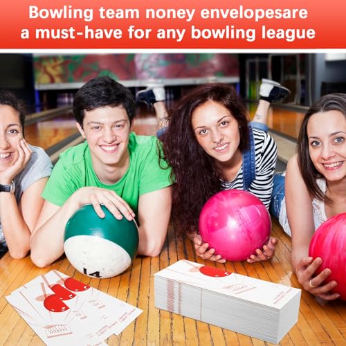 Geyoga 100 Pcs Bowling League Envelopes – Red & White Card Stock, Bulk Envelopes for Leagues