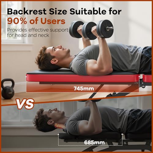 Adjustable Weight Bench for Home Gym - 660lbs Capacity, 8 Backrest Angles, Compact & Foldable Design