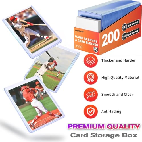 200 Card Sleeves Set - 100 Hard & 100 Soft Plastic Protectors for Trading Cards