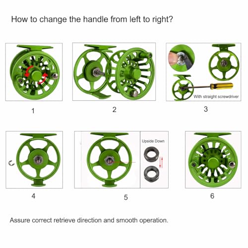 Aventik Large Arbor Fly Reel 3/5wt Green with Line – CNC Aluminum, Smooth Drag