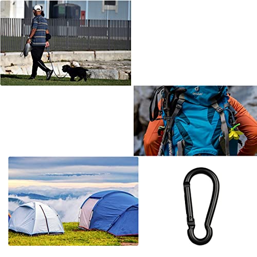 12 Pcs Aluminum Carabiner Clips - 1.67" Black Snap Hooks