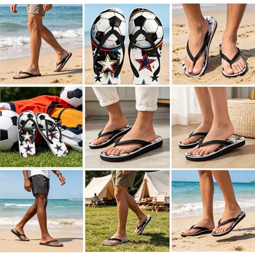 USA Soccer Flip Flops - American Flag Eagle Sandals - 6.5-7 Women/5.5-6 Men