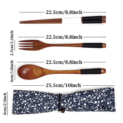 Eco-Friendly Wooden Flatware Set - 3PCS with Retro Pouch