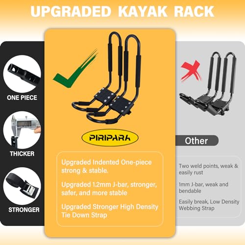 Kayak Roof Rack J-Bar Carrier - 2 Pairs Heavy Duty for 2 Kayaks