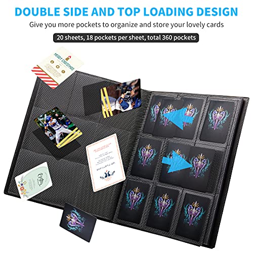 Trading Card Binder - 360 Pockets, Side Loading, Black