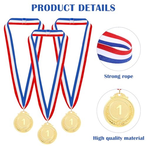 Gold Award Medals Set - 6 Pcs with Ribbons for Sports Events