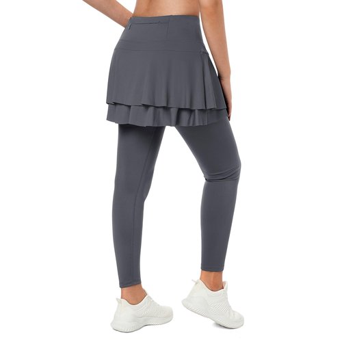 ANIVIVO Tennis Skirted Leggings with Pockets for Women Golf Athletic Leggings with Skirt Pickleball Clothes(Grey M)