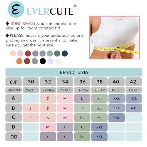 Evercute Women's Cross Back Sport Bras 3-Pack Large Black, White, Gray Padded Low Impact Workout Tops
