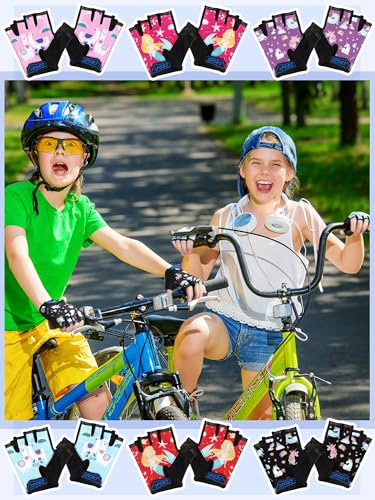 Kids Fingerless Workout Gloves - 6 Pairs Christmas Set for 5-8 Years Lovely