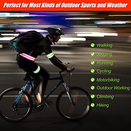 16-Piece Reflective Bands Set - High Visibility Safety Gear - Green & Pink