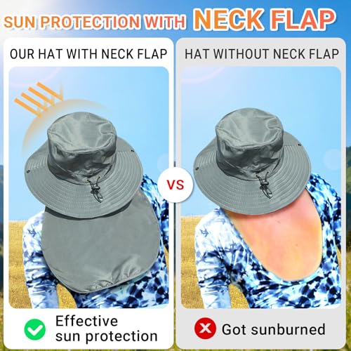 Wide Brim Sun Hat with Neck Flap | UPF 50+ UV Protection, Adjustable & Water Resistant
