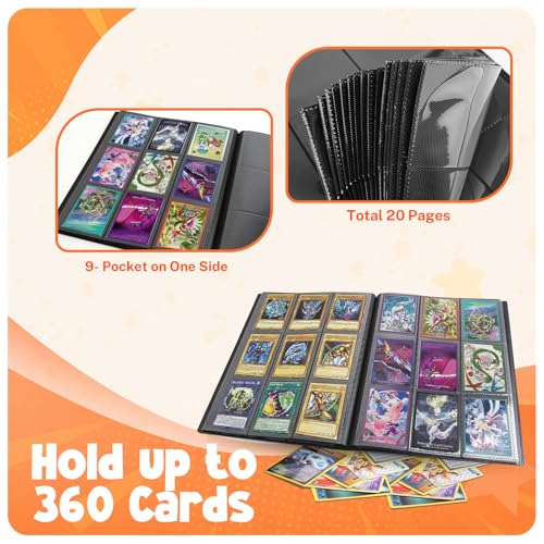 360 Card Capacity Trading Card Binder with 20 Pages - Black