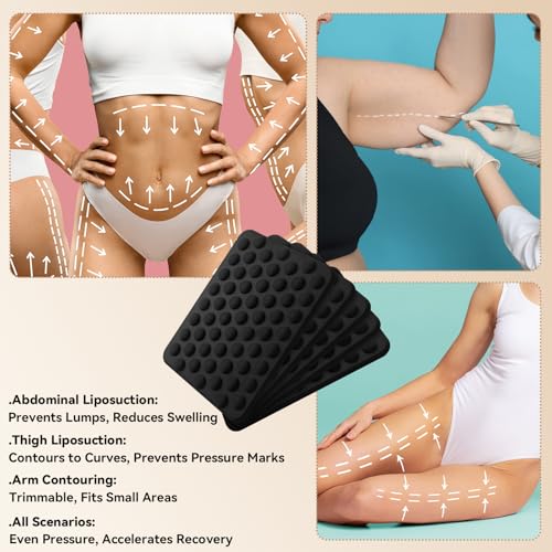 Black 5 Pack Lipo Foam Compression Boards with Massage Bubbles for Post-Op Recovery