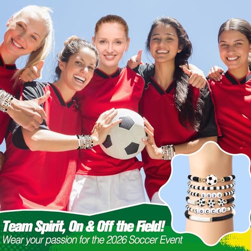 Soccer Heishi Beaded Bracelet Stack for Girls, Boys, and Women
