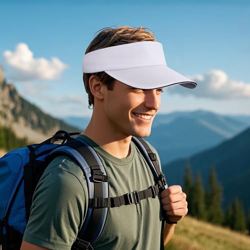 Unisex UV Protection Sun Visor Hat for Golf, Beach & Sports - White