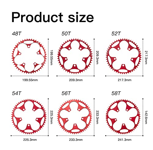 YBEKI 42T Black CNC Machined 7075-T6 Aluminum Narrow-Wide Chainring for Road Bikes