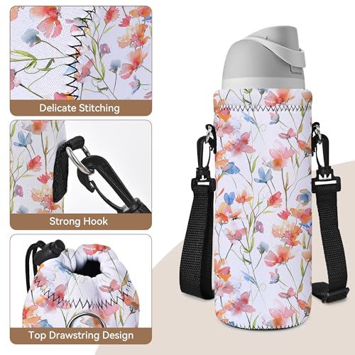 Insulated Neoprene Water Bottle Carrier Bag with Shoulder Strap - 1000ml