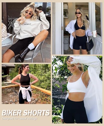 High Waisted Soft Stretchy Biker Shorts - Large-X-Large Black