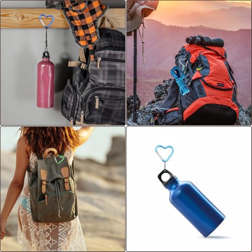 10-Pack Heart Shaped Carabiners - Durable Aluminium Clips for Keys & Hiking