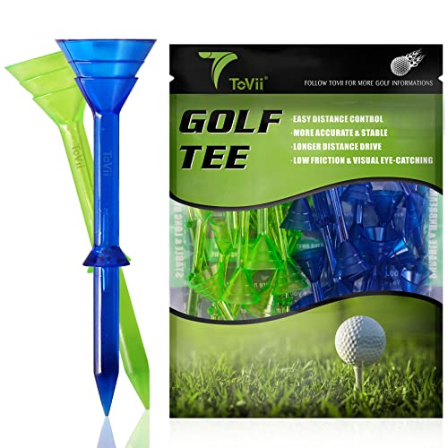 ToVii 3-1/4" Plastic Golf Tees 40 Pack - Blue & Green, Unbreakable & Durable