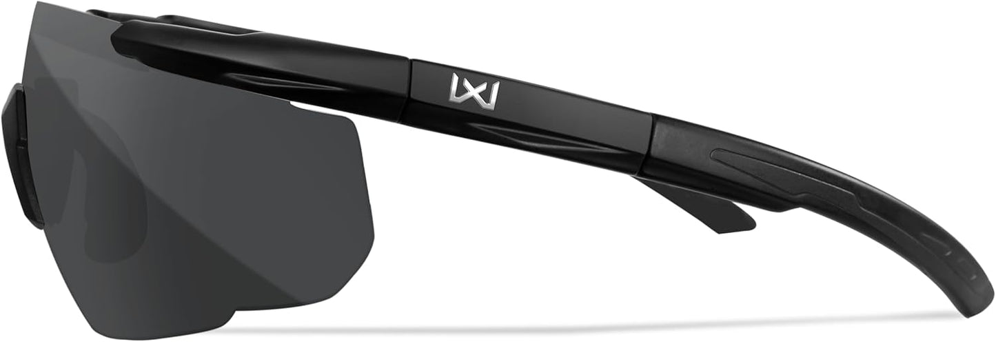 Wiley X Saber Advanced Shooting Glasses - ANSI Z87.1+ Safety Sunglasses for Men & Women | Matte Black Frames, Smoke Grey Lenses