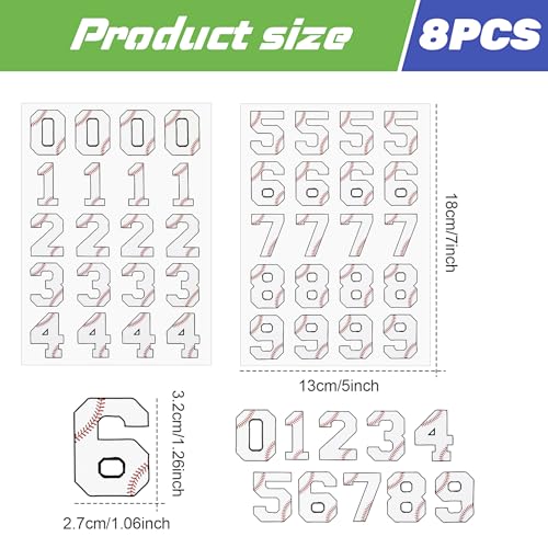 Baseball Helmet Number Stickers - 160 Pcs Self-Adhesive - White