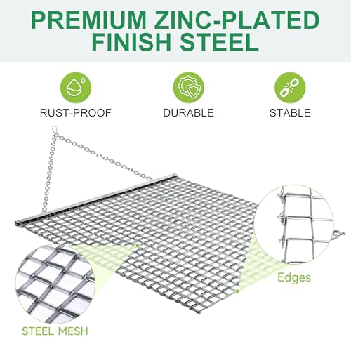 4x4 Feet Heavy Duty Steel Lawn Leveling Drag Mat - ATV/UTV Compatible