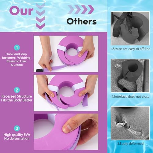 Foam Swim Aquatic Cuffs - 2 Pcs Water Aerobics Fitness Set - Purple