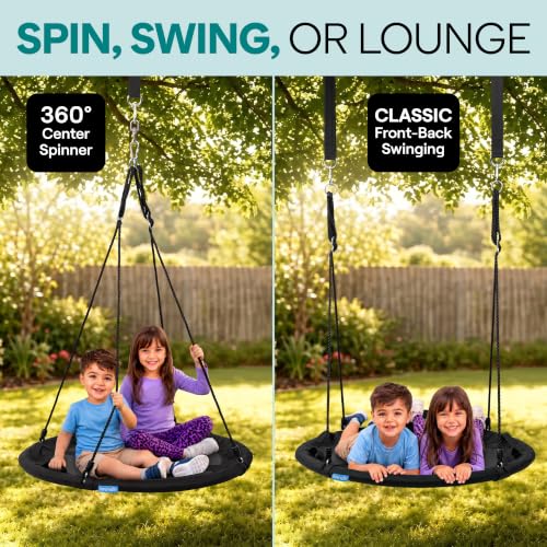 Heavy Duty 40-Inch Saucer Swing for Kids - Black
