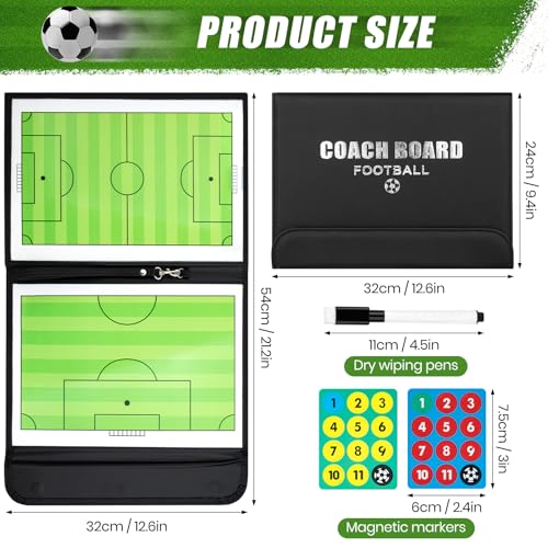 Foldable Soccer Coaching Board with Magnetic Markers - Portable Tactics Board for Training